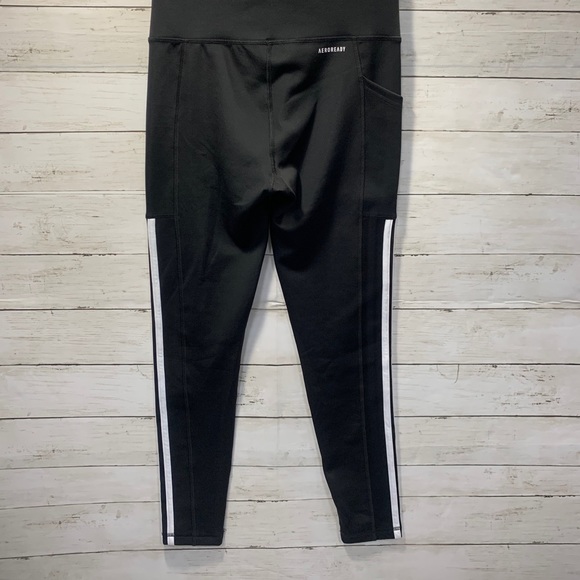 New! Adidas Black White Three Stripe Active Tight - Picture 4 of 11
